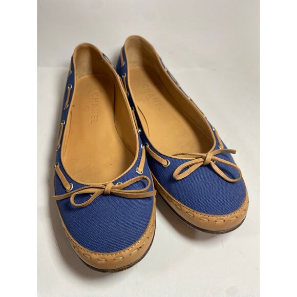 Chanel Flat Shoes Blue W8.5 - Picture 9 of 10